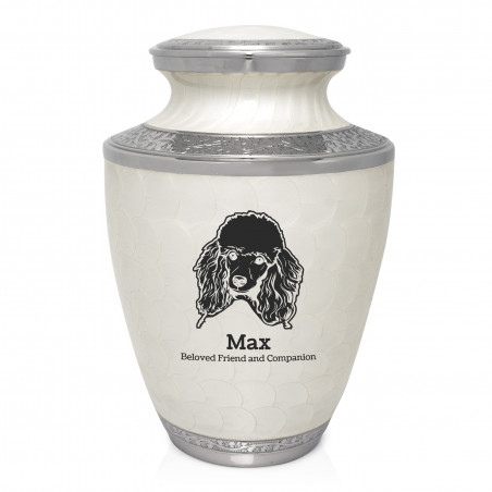 Extra Large Poodle Pet Cremation Urn - Radiant White