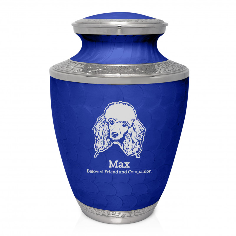 Extra Large Poodle Pet Cremation Urn - Royal Blue