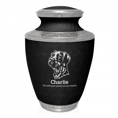 Extra Large German Shorthaired Pointer Pet Cremation Urn - Ebony Black