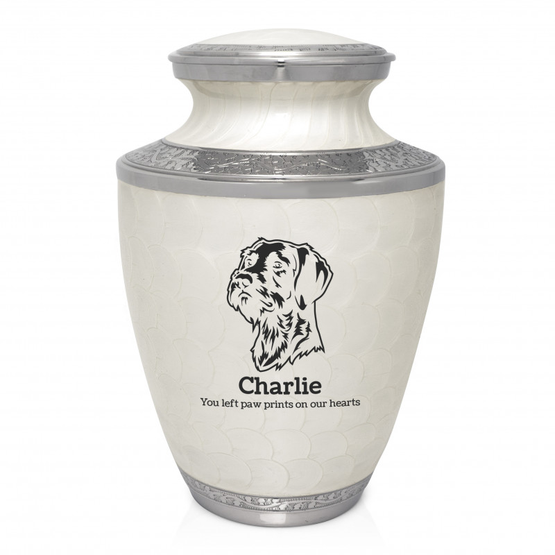 Extra Large German Shorthaired Pointer Pet Cremation Urn - Radiant White