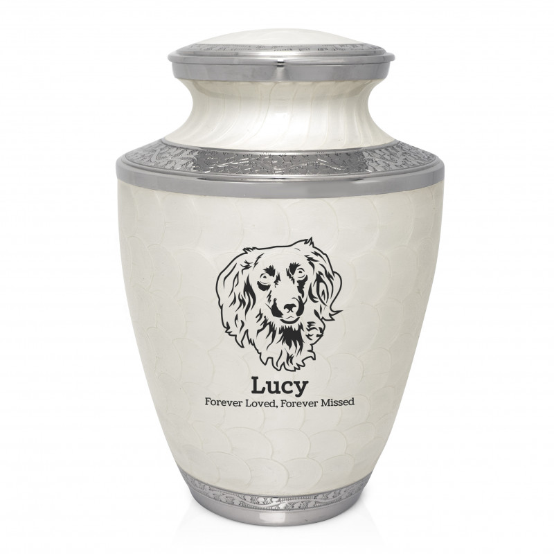 Extra Large Dachshund Pet Cremation Urn - Radiant White