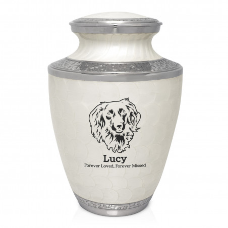 Extra Large Boxer Pet Cremation Urn - Radiant White