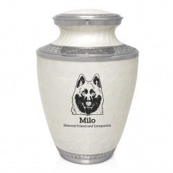 Extra Large Husky Pet Cremation Urn - Radiant White