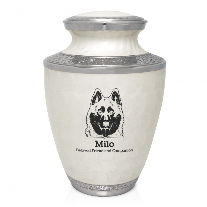 Extra Large Husky Pet Cremation Urn - Radiant White