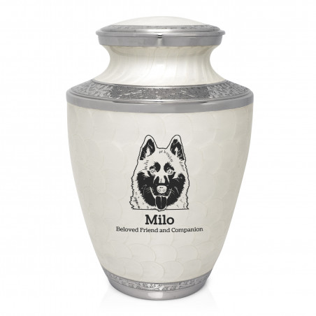 Extra Large Husky Pet Cremation Urn - Radiant White