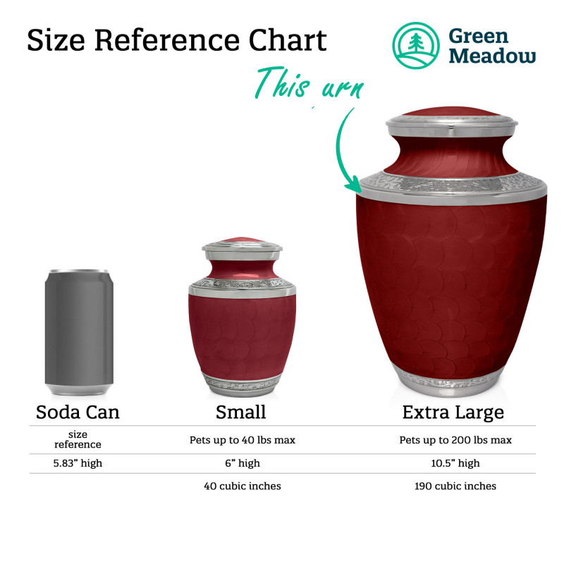 Extra Large English Mastiff Pet Cremation Urn - Rose Red