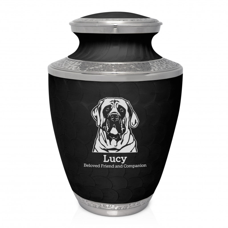 Extra Large English Mastiff Pet Cremation Urn - Ebony Black