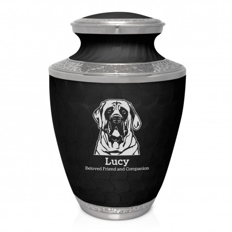 Extra Large English Mastiff Pet Cremation Urn - Ebony Black