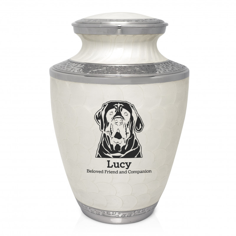 Extra Large English Mastiff Pet Cremation Urn - Radiant White