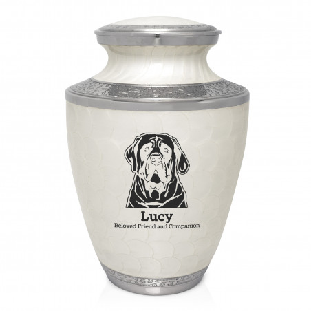 Extra Large English Mastiff Pet Cremation Urn - Radiant White