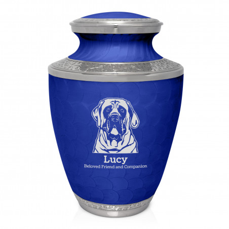 Extra Large English Mastiff Pet Cremation Urn - Royal Blue