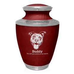 Extra Large Pitbull Pet Cremation Urn - Rose Red