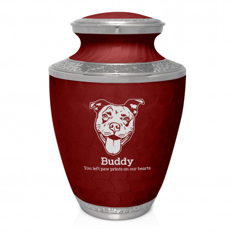 Extra Large Pitbull Pet Cremation Urn - Rose Red