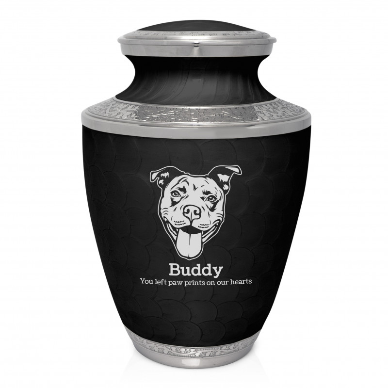 Extra Large Pitbull Pet Cremation Urn - Ebony Black
