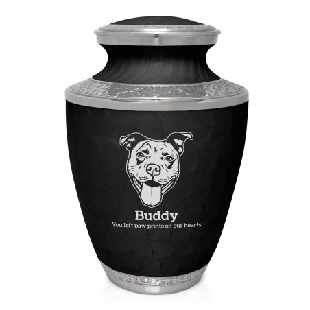 Extra Large Pitbull Pet Cremation Urn - Ebony Black