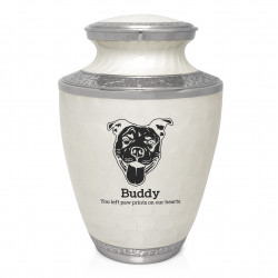 Extra Large Pitbull Pet Cremation Urn - Radiant White