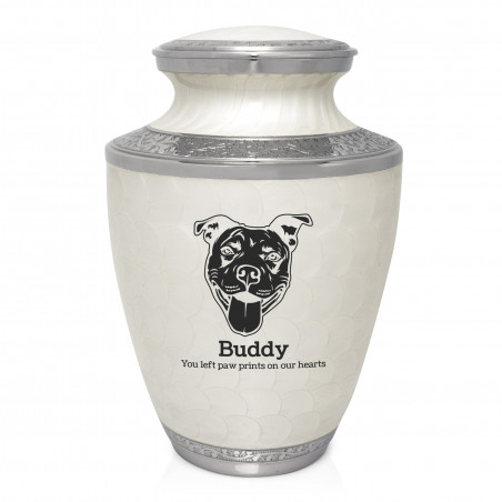 Extra Large Pitbull Pet Cremation Urn - Radiant White