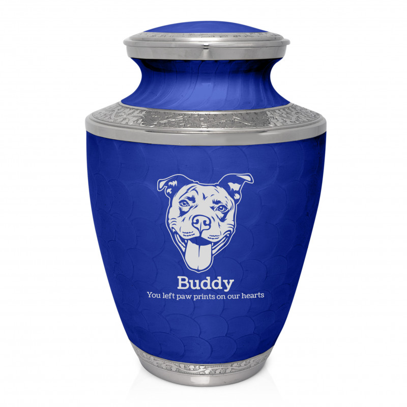 Extra Large Pitbull Pet Cremation Urn - Royal Blue