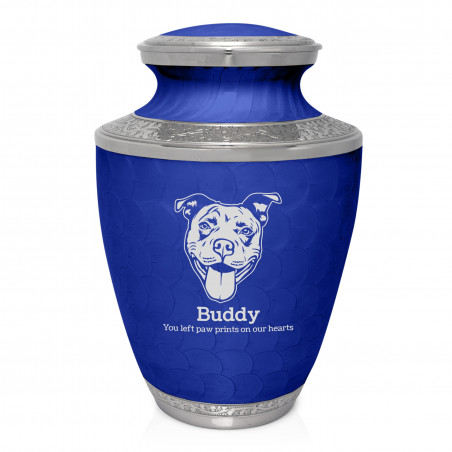 Extra Large Pitbull Pet Cremation Urn - Royal Blue