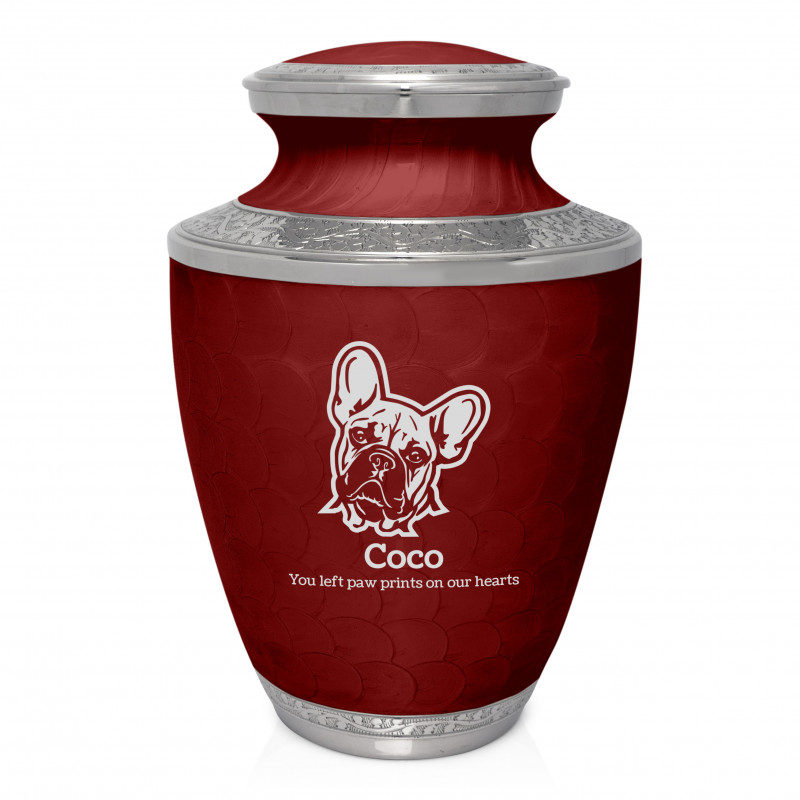 Extra Large French Bulldog Pet Cremation Urn - Rose Red