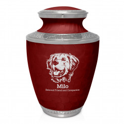 Extra Large Golden Retriever Pet Cremation Urn - Rose Red