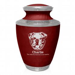 Extra Large English Bulldog Pet Cremation Urn - Rose Red