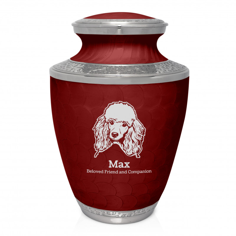 Extra Large Poodle Pet Cremation Urn - Rose Red