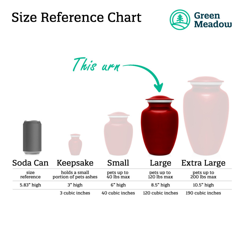 Large Pawprint Heart Pet Cremation Urn - Ruby Red