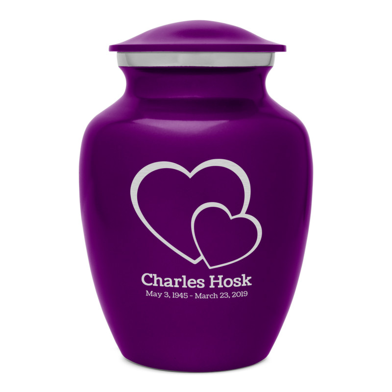 Loving Hearts Sharing Urn - Purple Luster