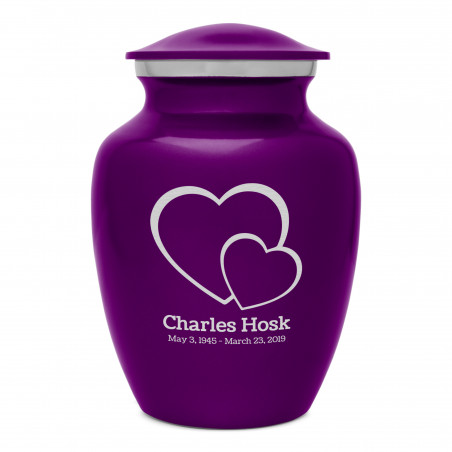 Loving Hearts Sharing Urn - Purple Luster