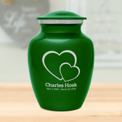 Loving Hearts Sharing Urn - Shamrock Green