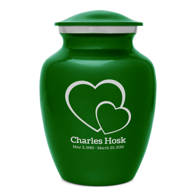 Loving Hearts Sharing Urn - Shamrock Green