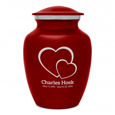 Loving Hearts Sharing Urn - Ruby Red
