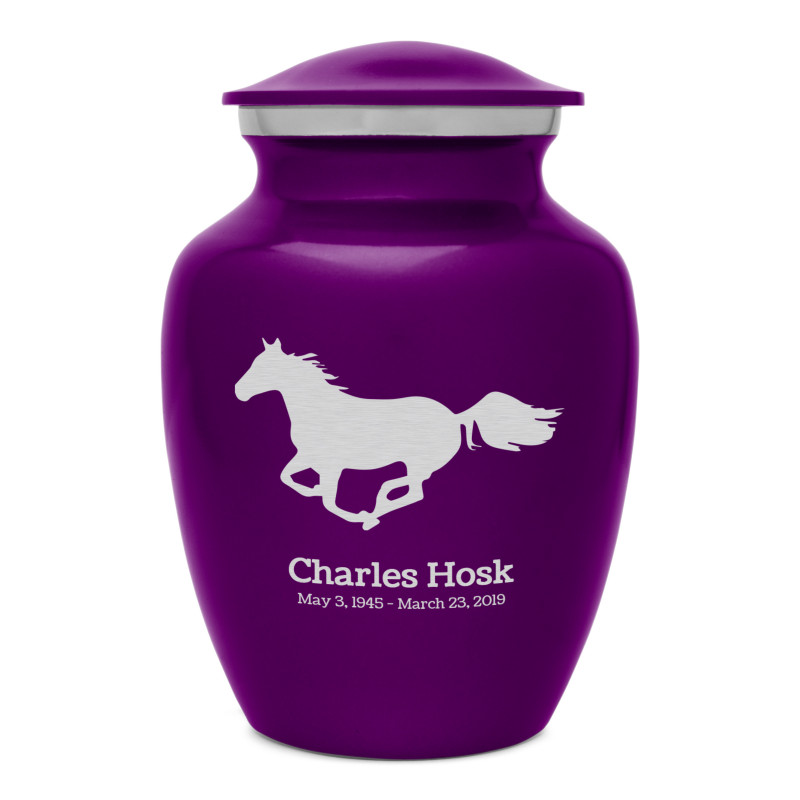 Horse Sharing Urn - Purple Luster