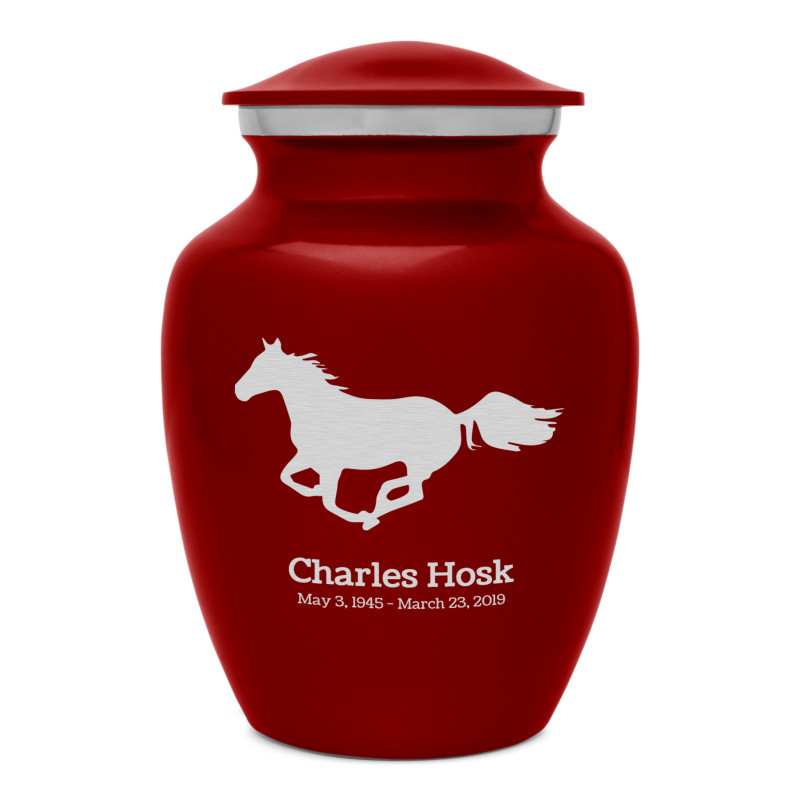 Horse Sharing Urn - Ruby Red