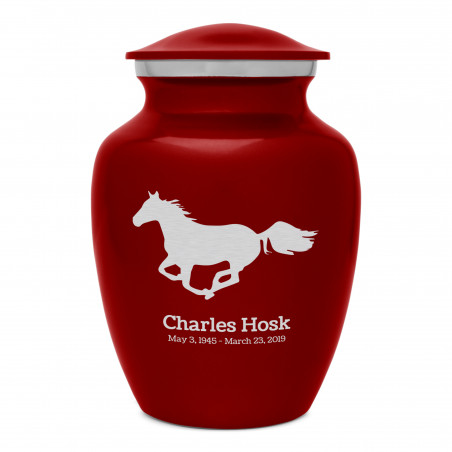 Horse Sharing Urn - Ruby Red