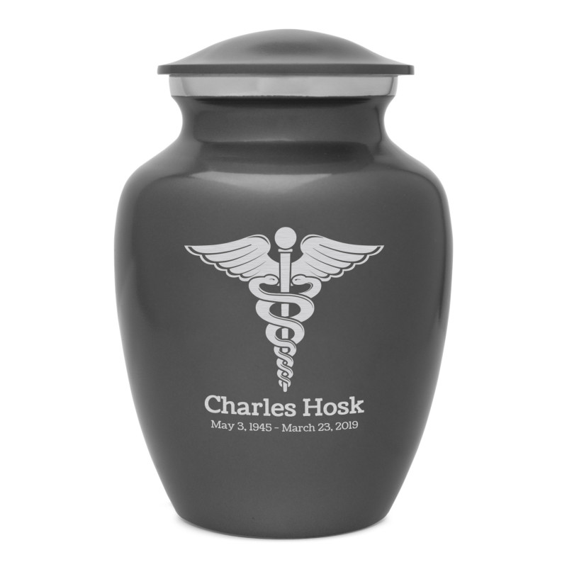 Caduceus Sharing Urn - Gunmetal Gray