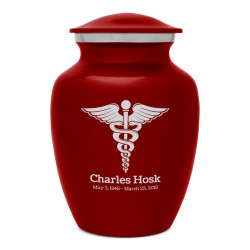 Caduceus Sharing Urn - Ruby Red