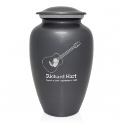 Acoustic Guitar Cremation Urn - Gunmetal Gray