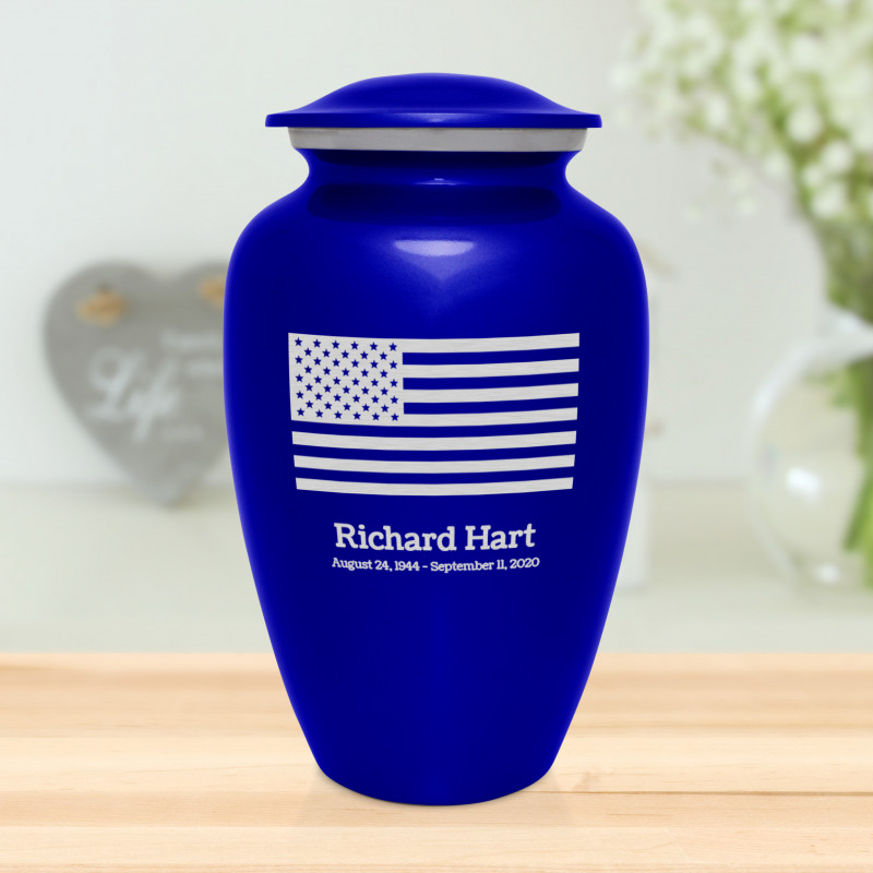 American Flag Cremation Urn - Midnight Blue