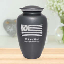 American Flag Cremation Urn - Gunmetal Gray