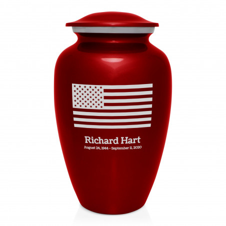 American Flag Cremation Urn - Ruby Red