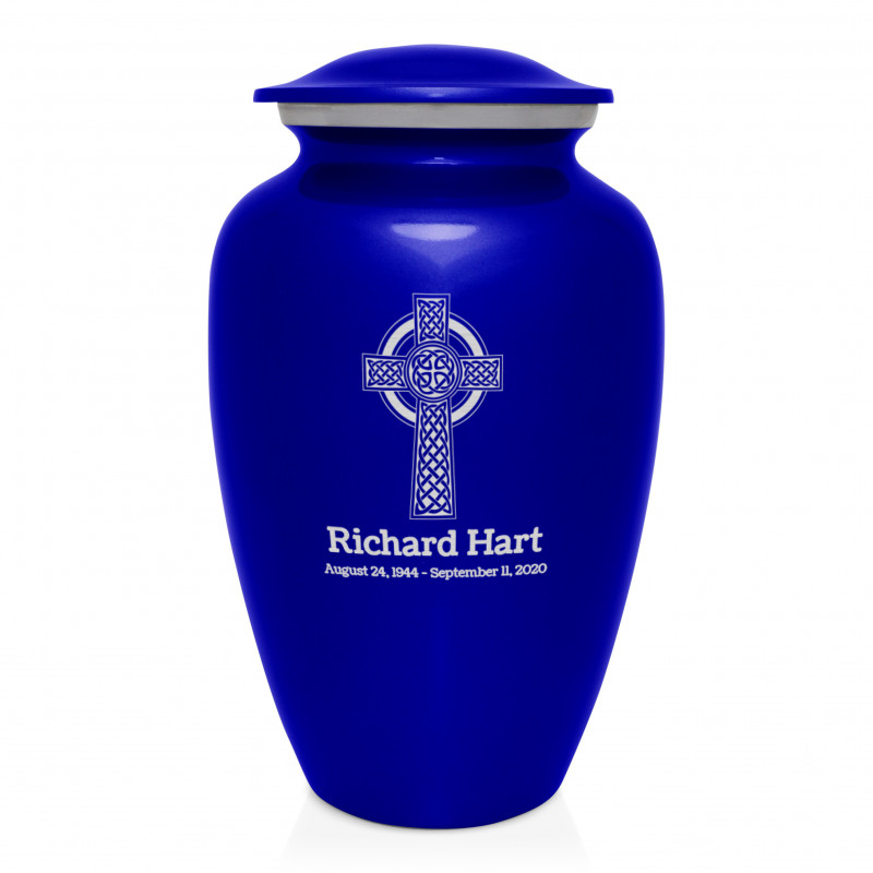 Celtic Cross Cremation Urn - Midnight Blue