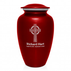 Celtic Cross Cremation Urn - Ruby Red