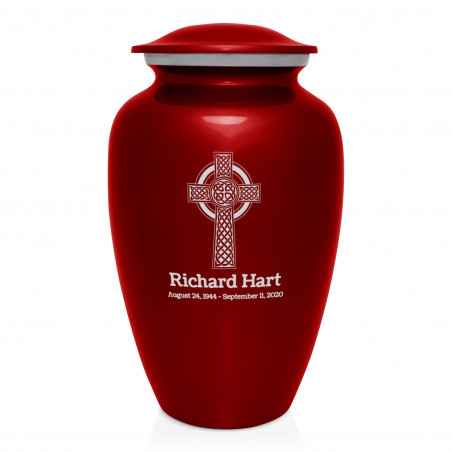 Celtic Cross Cremation Urn - Ruby Red