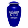 Race Checkered Flag Cremation Urn - Midnight Blue