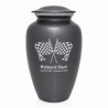 Race Checkered Flag Cremation Urn - Gunmetal Gray