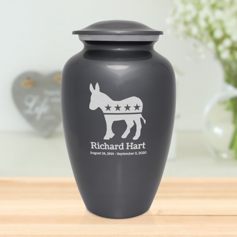 Democratic Donkey Cremation Urn - Gunmetal Gray
