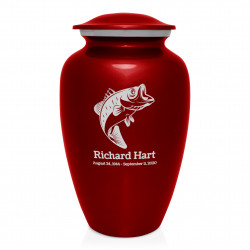 Bass Fishing Cremation Urn - Ruby Red