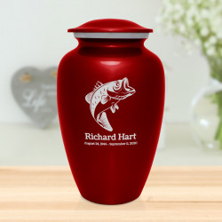 Bass Fishing Cremation Urn - Ruby Red